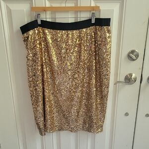 Worthington Gold Sequins Skirt Size 1x